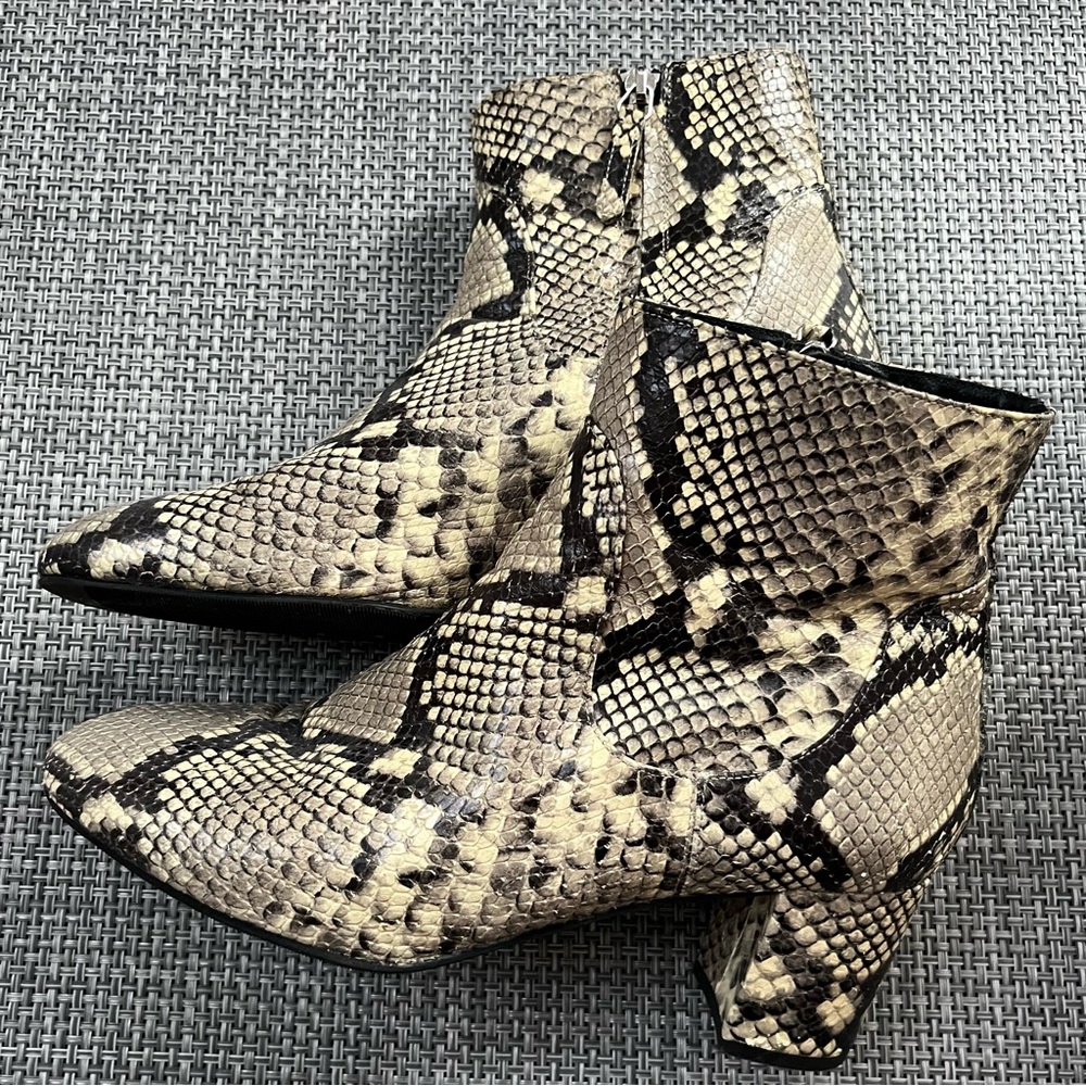 LK Bennett Beige and Black Snakeskin Ankle Boots